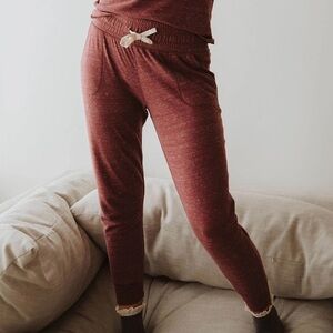 ALBION FIT Heather Maroon Cabin‎ Fever Joggers Cozy Comfy Winter Lounge Size S
